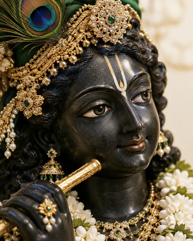 Face of the Krishna Deity, detail